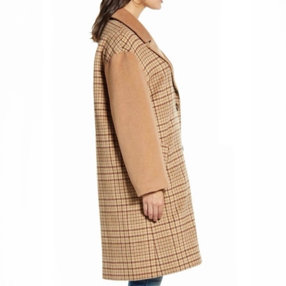Women’s Mural Plaid Longline Coat Jacket Wool
Blend Brown Size Small - Picture 3 of 13